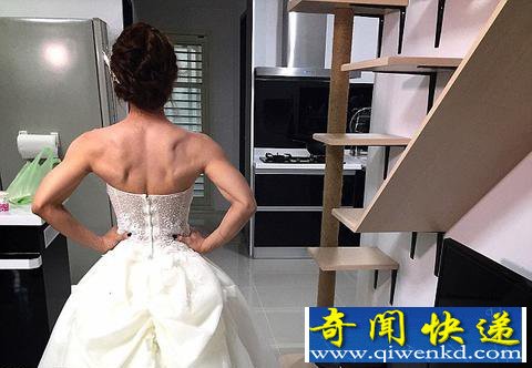 臺灣女子穿婚紗做引體向上走紅 巨乳若隱若現(xiàn)