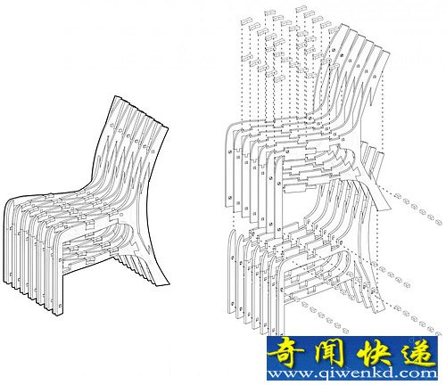 X 剪刀椅 五軸聯(lián)動(dòng)通過激光切割而成